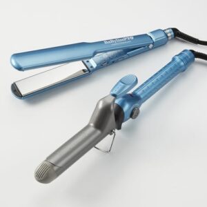 BaBylissPRO Nano Titanium Limited Edition 1 1/2" Ultra Thin Flat Iron and 1 1/4" Spring Curling Iron Prepack