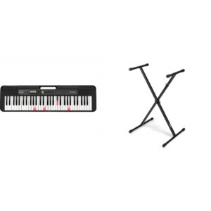 Casio 61-Key Portable Keyboard (LK-S250) and OnStage KS7190 Classic Single-X Keyboard Stand, Black