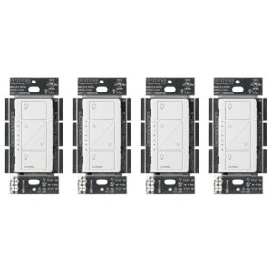 Lutron Caseta Original Smart Dimmer Switch (Lutron Smart Hub Required), for LED Lights, 150 Watt, Single-Pole/3-Way, No Neutral Required, PD-6WCL-WH 4-PACK, White, 4 Pack