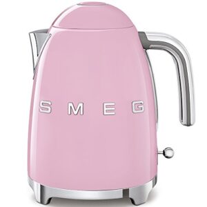 SMEG 50's Retro Style Electric Water Kettle with Automatic Shutoff, Removable Base, and Water Indicator, KLF03PKUS, Pink