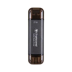 Transcend 2TB External SSD, USB 3.2 Gen 2, Up to 1,050MB/s, Portable SSD with 2-in-1 Type C & Type A, for Steam Deck, ROG Ally, MSI Claw, Windows, Mac, iPhone, iPad, Android, PS5, Xbox, Smart TV-Black