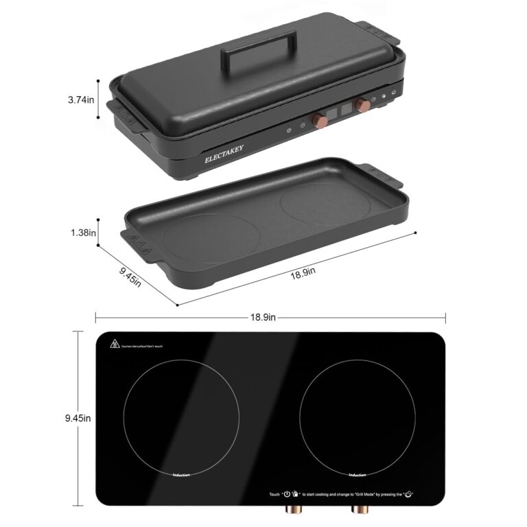Induction Cooktop 2 Burner with Removable Cast Iron Griddle Pan Non-Stic,Portable Double Induction Cooktop with Timer&Digital Temperature Control,Black - Image 3
