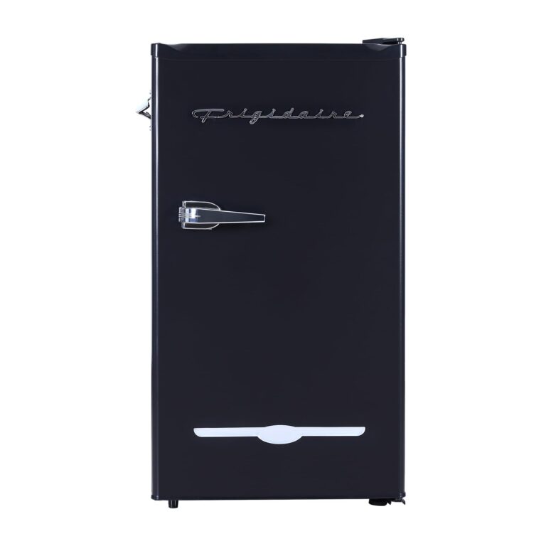 FRIGIDAIRE EFR376-BLACK 3.1 Cu Ft Black Retro Bar Fridge with Side Bottle Opener