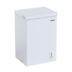 FRIGIDAIRE EFRF3005-AMZ Chest Deep Freezer-Garage-Ready, 3.5 Cu. Ft. Capacity, White-Adjustable Thermostat-Removable Vinyl Coated Wire Basket-Easy Defrost Drain