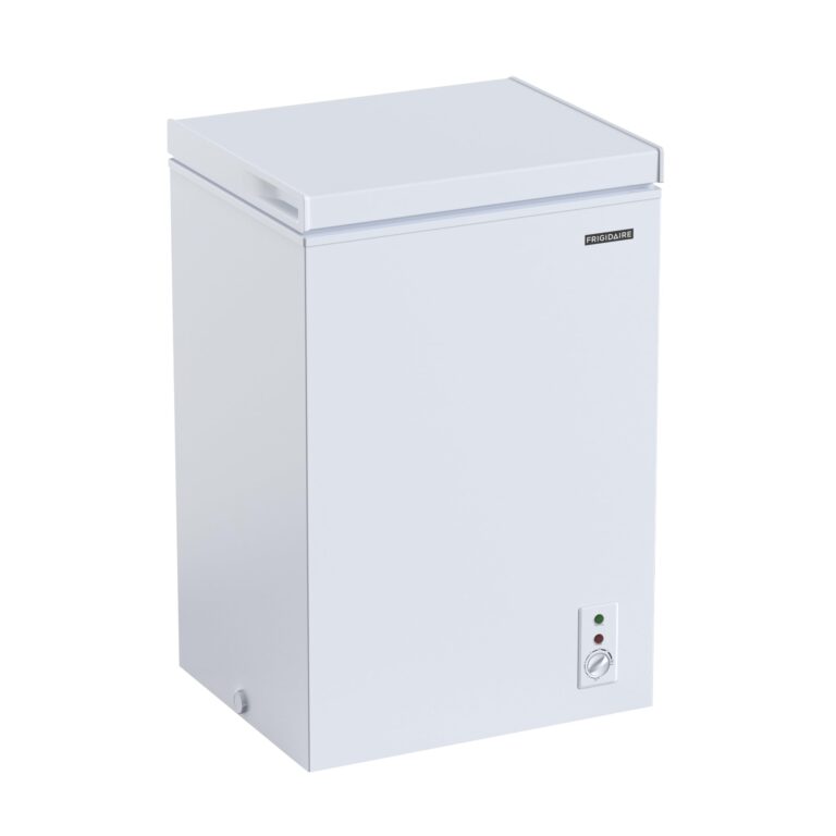 FRIGIDAIRE EFRF3005-AMZ Chest Deep Freezer-Garage-Ready, 3.5 Cu. Ft. Capacity, White-Adjustable Thermostat-Removable Vinyl Coated Wire Basket-Easy Defrost Drain