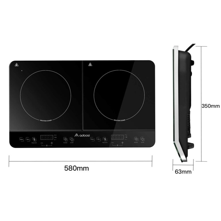 Aobosi Double Induction Cooktop Burner with 240 Mins Timer, 1800w 2 Induction Burner with 10 Temperature 9 Power Settings, Portable Dual Induction Cooker Cooktop with Touch Sensor Control & Child Safety Lock - Image 3