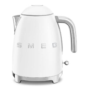 SMEG 50's Retro Style 7 Cup Electric Water Kettle with Automatic Shutoff, Removable Base, and Water Indicator, KLF03WHUS, White