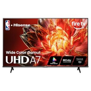 Hisense 43" Class A7 Series 4K UHD Smart Fire TV (43A7NF) - Wide Color Gamut, HDR10+, Dolby Vision, Dolby Atmos, AI Sports Mode, Game Mode, ALLM, Alexa Built in with Voice Remote, Streaming TV, Black