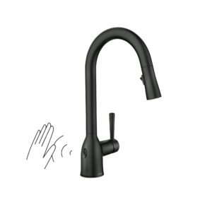 Moen Adler Matte Black Motionsense Wave Sensor Touchless One Handle Pulldown Kitchen Faucet Featuring Power Clean, 87233EWBL