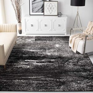 SAFAVIEH Adirondack Collection Area Rug - 9' x 12', Silver & Black, Modern Abstract Design, Non-Shedding & Easy Care, Ideal for High Traffic Areas in Living Room, Bedroom (ADR112A)
