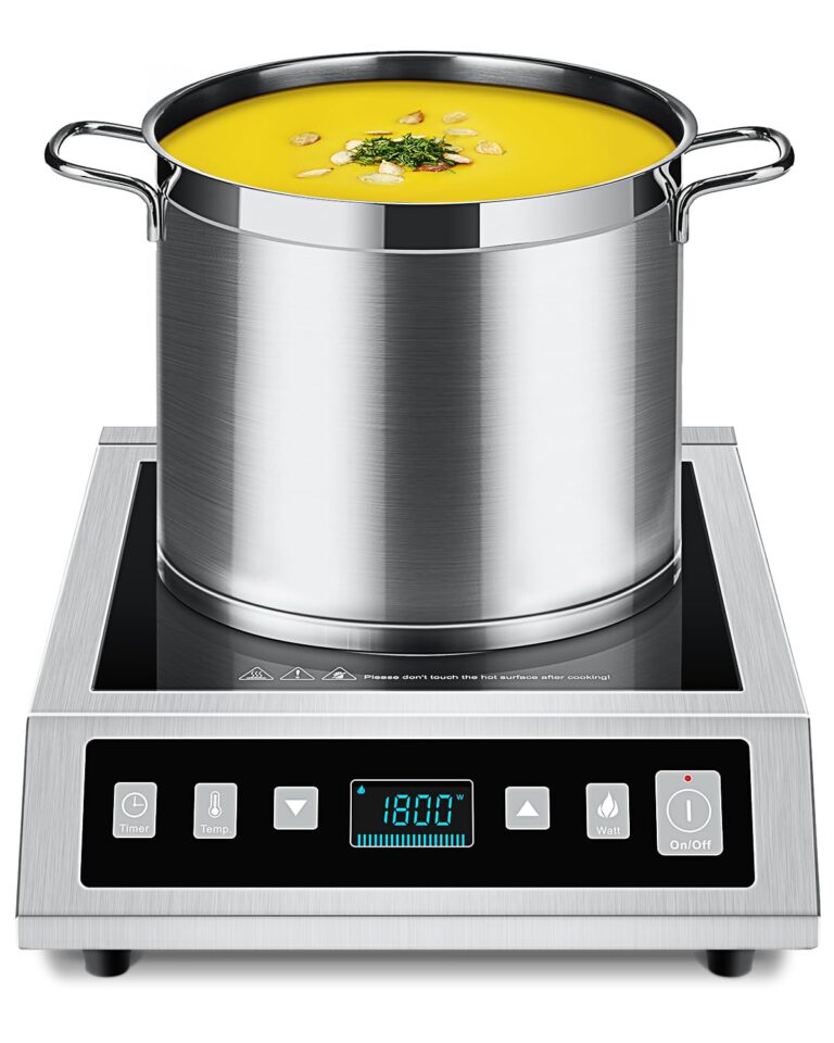 AMZCHEF Induction Cooktop Commercial, Professional Portable Induction Burner, 1800W Countertop Stove Burner with ETL-Certified Induction Hot Plate 3 Hours Timer,8 Temperature & Power Levels,LCD Screen
