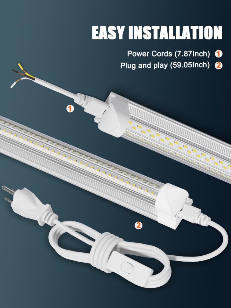 ELEKICO 6 Pack 100w 8ft Led Shop Light, Super Bright 15000lm 5000k V Shape 8' Led Shop Lights, Linkable 8 Foot Led Shop Lights for Garage Warehouse, Supermarket, Basement, Barn, Storage Area - Image 4
