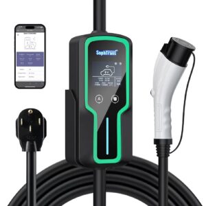 SOPHTRANS Level 2 EV Charger,10 to 40 Amp with J1772 NEMA 14-50 Thick Cable (8AWG), Wall Mounted & Portable Electric Car Charger with WiFi (100-240V,25ft) (Black)