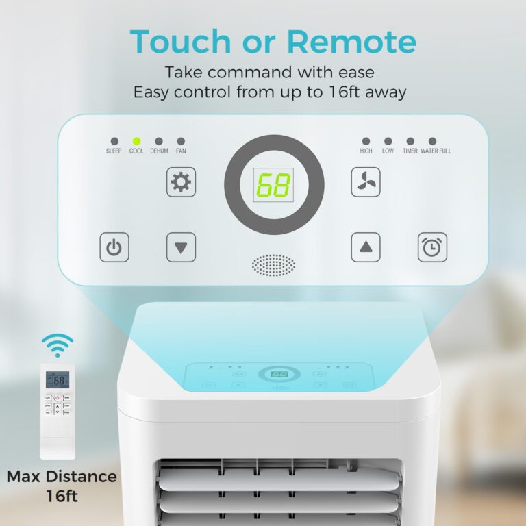 ZAFRO 8,000 BTU Portable Air Conditioners, 4 Modes Portable AC Unit with Fan & Dehumidifier & Sleep Mode with Fast Cooling/Energy Saving/Remote Control/24Hrs Timer/LED Display/Swivel Wheels - Image 5