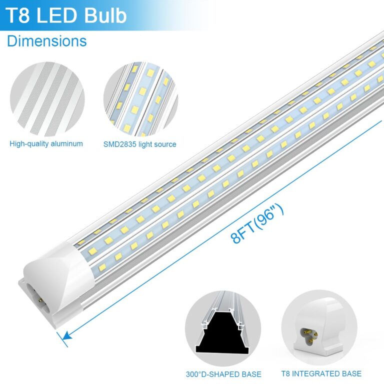 SHOPLED 8FT LED Shop Light, 90W 11700LM 6000K Cool White, Super Bright 300° D-Shape, Linkable T8 Tube Light Fixtures, 4 Pack 8 Foot LED Lights for Garage, Warehouse, Workshop - Image 9