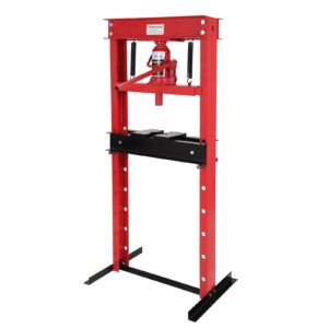GarveeTech 20 Ton Hydraulic Press, Benchtop Hydraulic Shop Press, H-Frame Garage Floor Press with Press Plates, Adjustable Working Table Height, Red