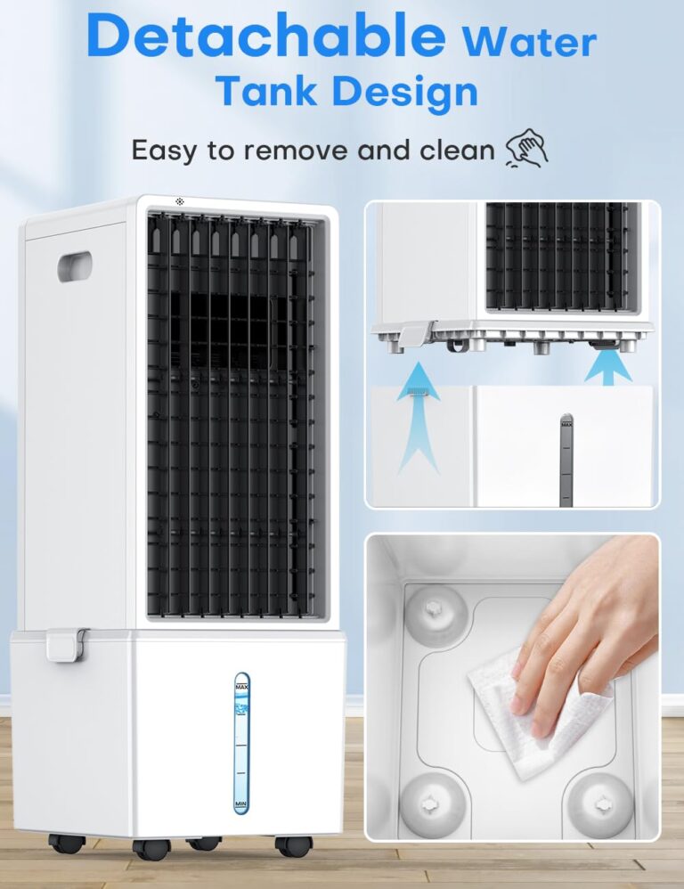 COOLECH 4-IN-1 Portable Air Conditioners w/3.2-Gal Tank for 24H Cooling, 4 Powerful Wind Speeds & 4 Modes, LED Touch Screen, Waterless Alert System & 12H Timer, Remote, Evaporative Air Cooler for Home - Image 2