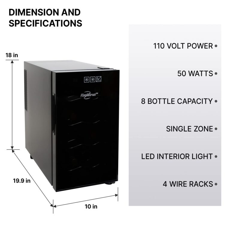 Koolatron 8 Bottle Wine Cooler, Black, Thermoelectric Wine Fridge, 0.8 cu. ft. (23L), Freestanding Urban Series Wine Refrigerator, Red, White and Sparkling Wine Storage for Kitchen and Apartment - Image 4