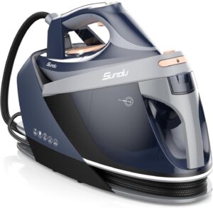 1800W Steam Iron for Clothes with Digital Display Steam Station, 1.5L Water Tank Ceramic Soleplate, Anti-Drip, Self-Clean, 3-way Auto Shut-Off System for Various Fabrics for Home Steamer