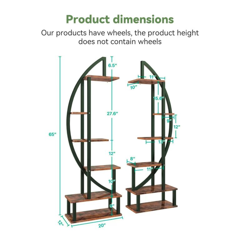 homegroove 2 pcs 6 Tier Tall Metal Plant Stand Indoor with Growing Light, Half Moon Shape Large Plant Shelf & Detachable Wheels, Curved Ladder Flower Pot Stand Rack for Home Patio Lawn Garden Balcony - Image 2