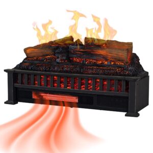 Country Living Electric Fireplace Logs, 27” LED Electric Fireplace Inserts with Infrared Heater, Electric Heater Heats up to 1000 Sq. Ft., Remote Controlled Infrared Heaters for Indoor Use, Black