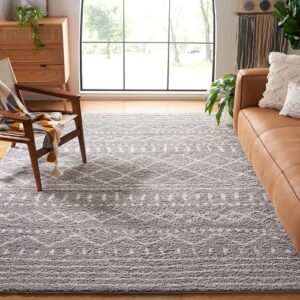 SAFAVIEH Arizona Shag Collection Area Rug - 8' x 10', Grey & Ivory, Moroccan Design, Non-Shedding & Easy Care, 1.6-inch Thick Ideal for High Traffic Areas in Living Room, Bedroom (ASG741G)