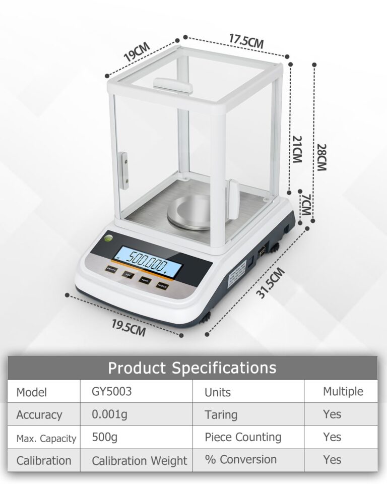 500g Analytical Lab Balance with 0.001g Ultra-Precision, Digital Scale Multi-Functional Units Plug-in Exclusive 500g Weight - Ideal for Laboratories, Research, Industrial, Kitchen, Food, Jewelry… - Image 7