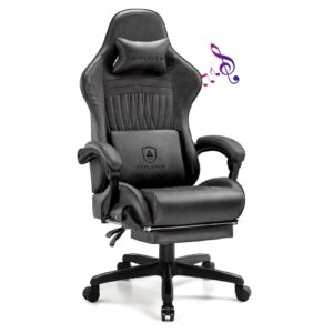 GTPLAYER Chair Computer Gaming Chair (Leather, Grey)