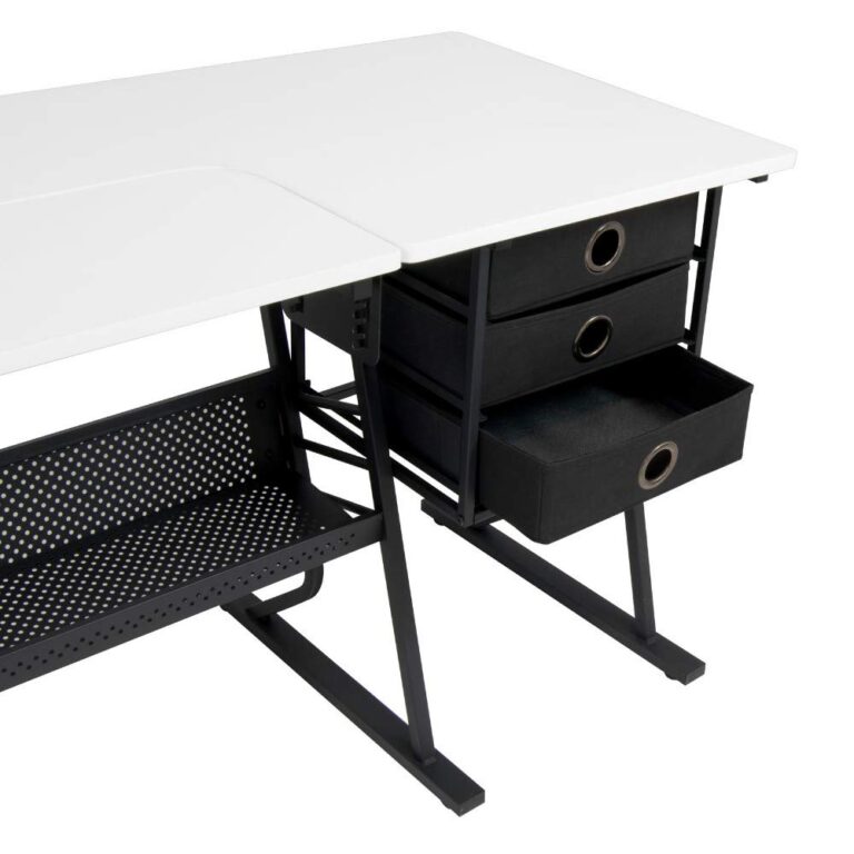 Sew Ready Eclipse Hobby Sewing Center Craft Table Sturdy Computer Desk with Drawers in Black/White, 13362 - Image 7