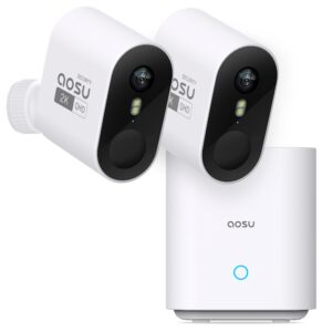 AOSU Security Cameras Wireless Outdoor Home System, True 2K HD Night Vision, No Subscription, 240-Day Battery Life, 166° Wide View, Spotlight & Siren Alarm, Motion Alert, Support 2.4G & 5G WiFi Router