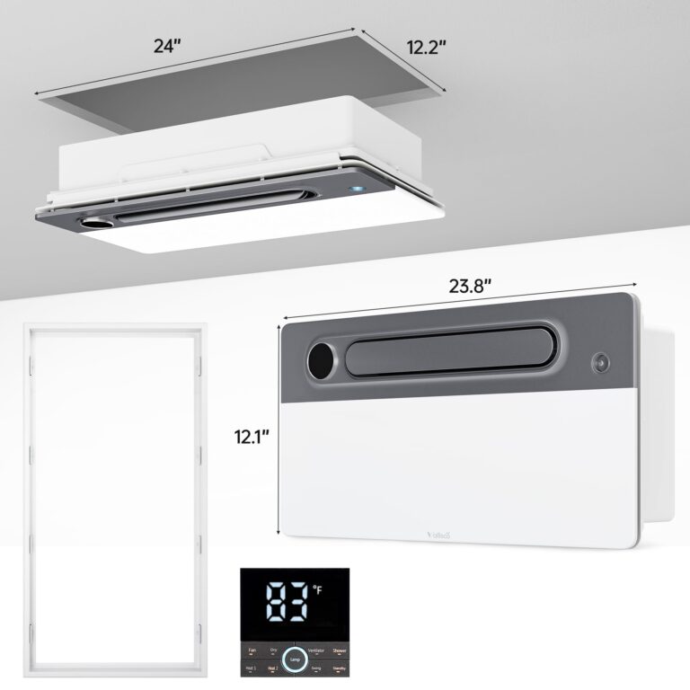 VallisCo Bathroom Exhaust Fan with Light and Heater, 4 in 1 Bathroom Fan with Heater, 1900W Heating Power, Remote Control, Quiet & Powerful for Ventilation, Lighting, Heating, and Drying - Image 4