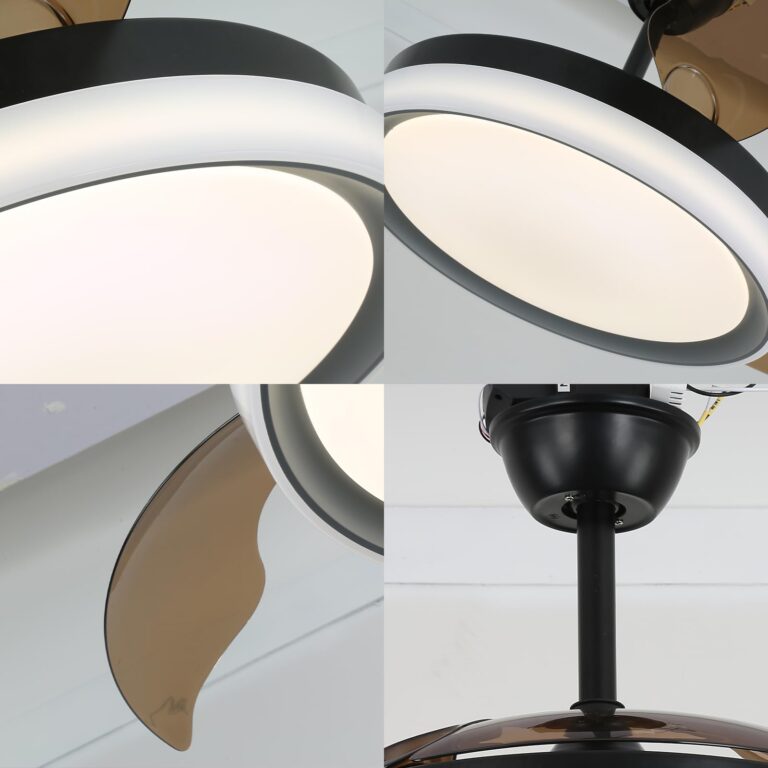 Zenouidle 42" Retractable Ceiling Fan Modern Ceiling Fans with Lights and Remote,3 Color 6 Speed Round Dimmable Fandelier for Bedroom Living Room Dining Room - Image 2