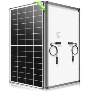 220W Solar Panel,27% High Efficiency Perovskite Solar Cells,10BB Hidden Busbar Technology,12V/24V for RV Camper Boat Caravan Off-Grid Use