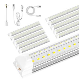 ONLYLUX 8ft LED Shop Light - 90W 12000lm 5000K, 8 Foot Led Shop Light Fixture, V Shape Bulbs for Garage, 8 ft Led Lights, Plug and Play (10 Pack)
