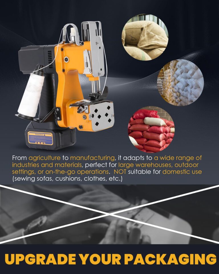 Hanchen Cordless Bag Sewing Machine Battery Powered Bag Sealing Machine High Speed Bag Closer Bag Closing Machine Bag Stitching Machine Bag Stitcher Packing for Feed Sacks Jute Seed Vinyl Rice Bags - Image 2