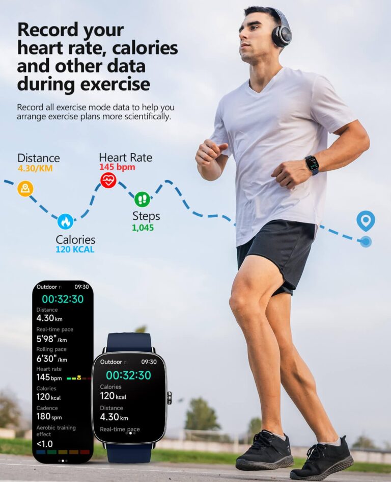 2025 Smart Watches for Men Women, 1.85" AI Voice Smartwatch, 24/7 Heart Rate Monitor, Stress/SpO2/Sleep Tracker, IP68 Waterproof, Weather, 100+ Sports Fitness Tracker for Android iOS Blue - Image 4