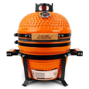 London Sunshine Ceramic Charcoal BBQ Kamado Grill Smoker - Portable Tabletop Cadet Series -Orange