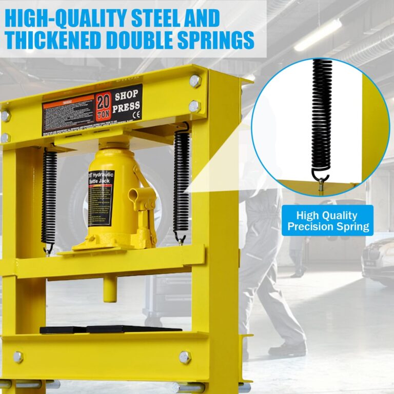 H-Frame Garage Floor 20 Ton Hydraulic Shop Press with Adjustable Working Table Height, Yellow - Image 3