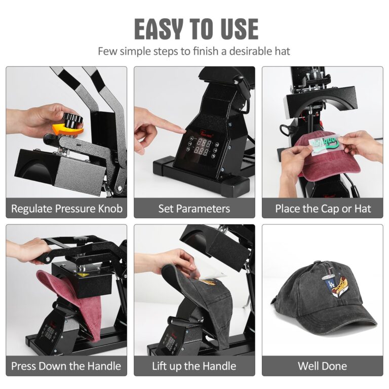 PowerPress Hat Heat Press Machine for Caps with 2pcs Interchangeable Platens -Black - Image 7