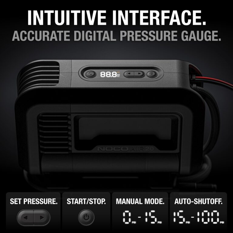 NOCO AIR20 UltraFast 20A Tire Inflator, 12V Portable Air Compressor Pump, Rated at 100 PSI, Inflates Tires from 0-40 PSI in 2.5 Minutes with a Digital Gauge, Smart Pressure and Auto-Shutoff, Black - Image 3