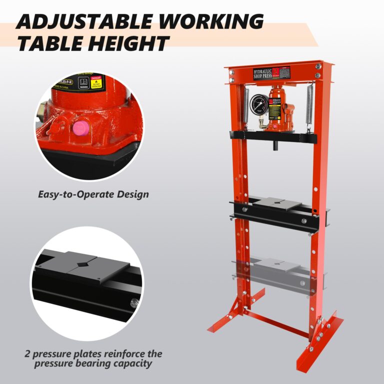 12 Ton Hydraulic Press, H-Frame Garage Floor Shop Press with Built-in Relief Valve & Pressure Gauge to Bend, Straighten, Or Press Parts, Install Bearings & U-Joints - Image 4
