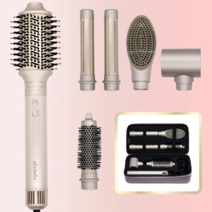 ELLA BELLA® 6 in 1 Professional Hot Air Styler • Powerful Hair Dryer & Straightener Set • Styling Without Heat Damage • Fast Drying Curling Volumizing Straightening • Includes Protective Travel Case