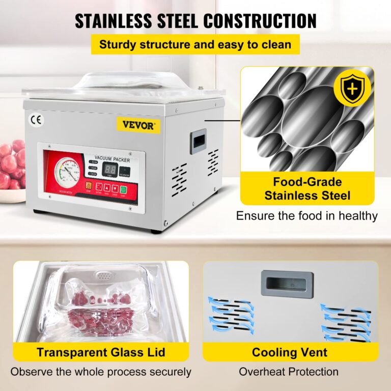 VEVOR Chamber Vacuum Sealer, DZ-260A 6.5 cbm/h Pump Rate, Excellent Sealing Effect with Automatic Control, 110V/60Hz Professional Foods Packaging Machine Used for Fresh Meats (260W) - Image 6