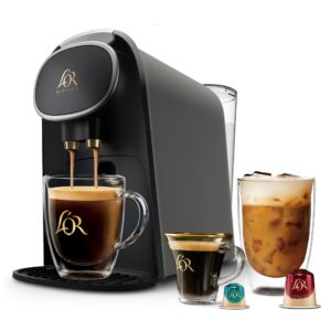 L'OR Barista System Coffee and Espresso Machine Combo by Philips, Premium Brushed Silver Metallic Accents, Matte Grey