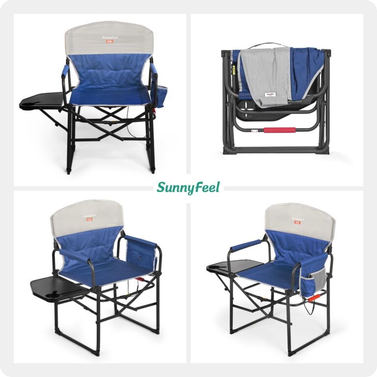 SUNNYFEEL Heated Camping Directors Chair, Heavy Duty,Oversized Portable Folding Chair with Side Table, Pocket for Beach, Fishing,Trip,Picnic,Lawn,Concert Outdoor Foldable Camp Chairs - Image 2