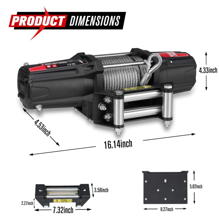 FieryRed ATV/UTV Winch- 12 V 5500LBS Electric Winch with Steel Cable, Wire and Wireless Remote Control, Roller Fairlead - Image 2