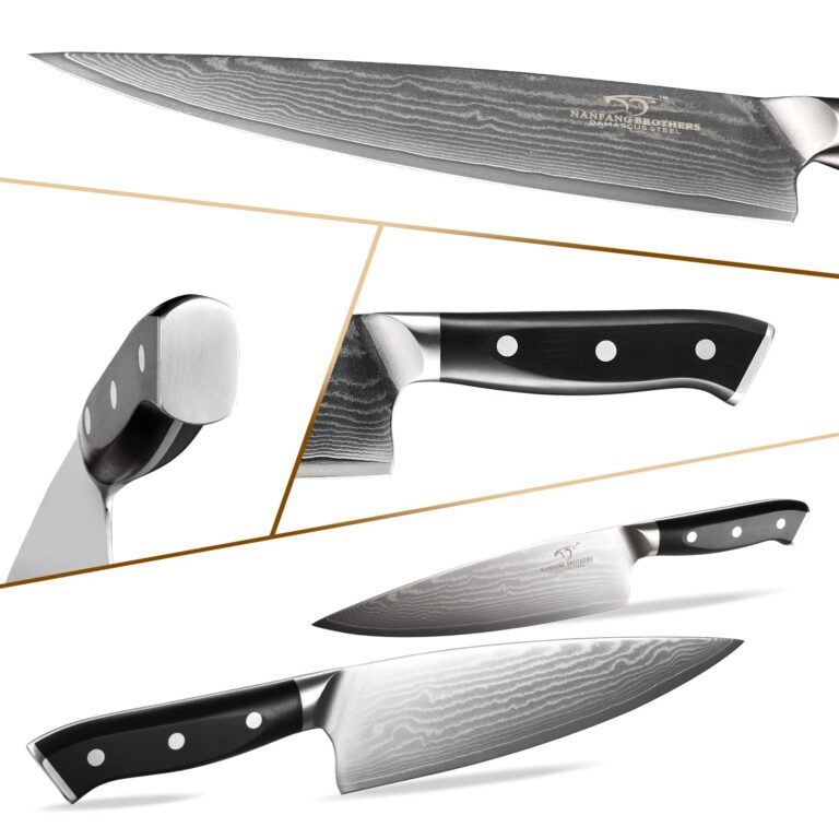 Kitchen Knife Set, 18-Piece Damascus Kitchen Knife Set with Block, ABS Ergonomic Handle for Chef Knife Set, Knife Sharpener and Kitchen Shears, Knife Block Set - Image 7