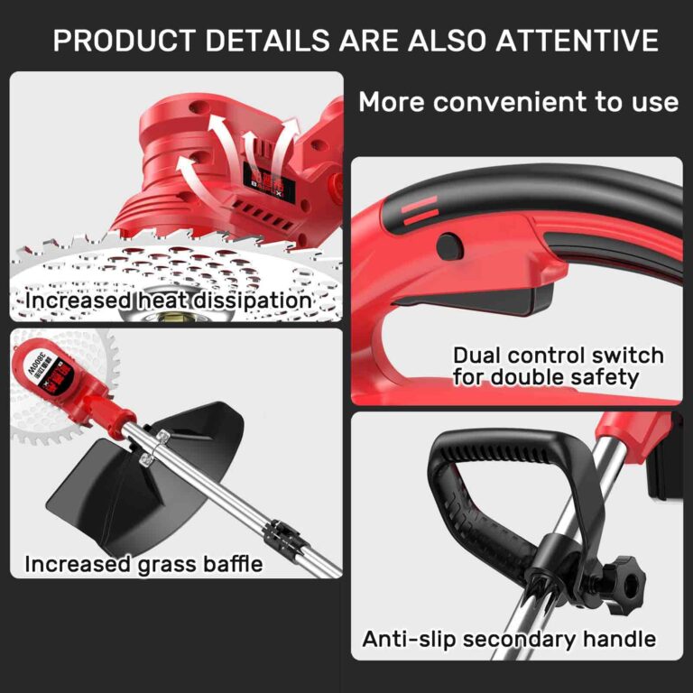JXCAA Electric Weed Wacker, Electric Mower Cordless, 688tv Brushless High-Powered Lawn Mower, Household Lawn Mower, Lithium-Powered Rechargeable Lawn Mower, 8-Piece Set/ 9-Piece Set - Image 4