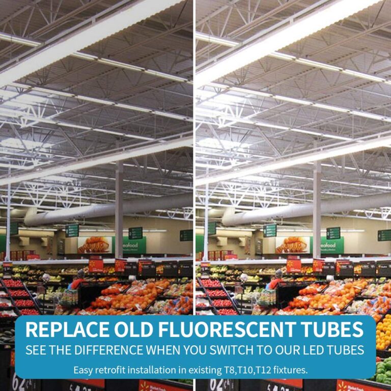 LIGHEART LED Light Fixture,120W 8FT Linkable Shop Light, T8, V-Shaped, Integrate 8 Foot Light Tube,14400LM,Clear Lens 6000K, Plug and Play,Fluorescent Lamp Replacements(6-Pack) - Image 3