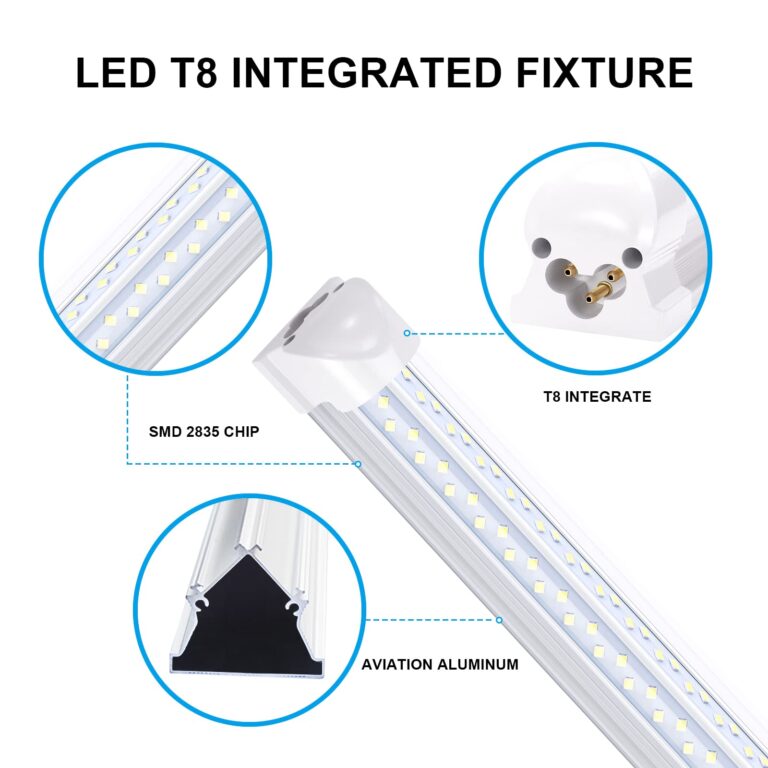 JOMITOP 8 Ft Integrated LED Tube Light 120W T8 V Shaped 96" Four Row 14400 Lumens(300W Fluorescent Equivalent) Clear Cover Super Bright White 6500K Pack of 6 - Image 2
